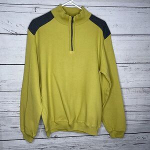 St Croix Sweater‎ Mens Large 1/4 Zip Pullover  Lemon Cotton Microfiber USA made
